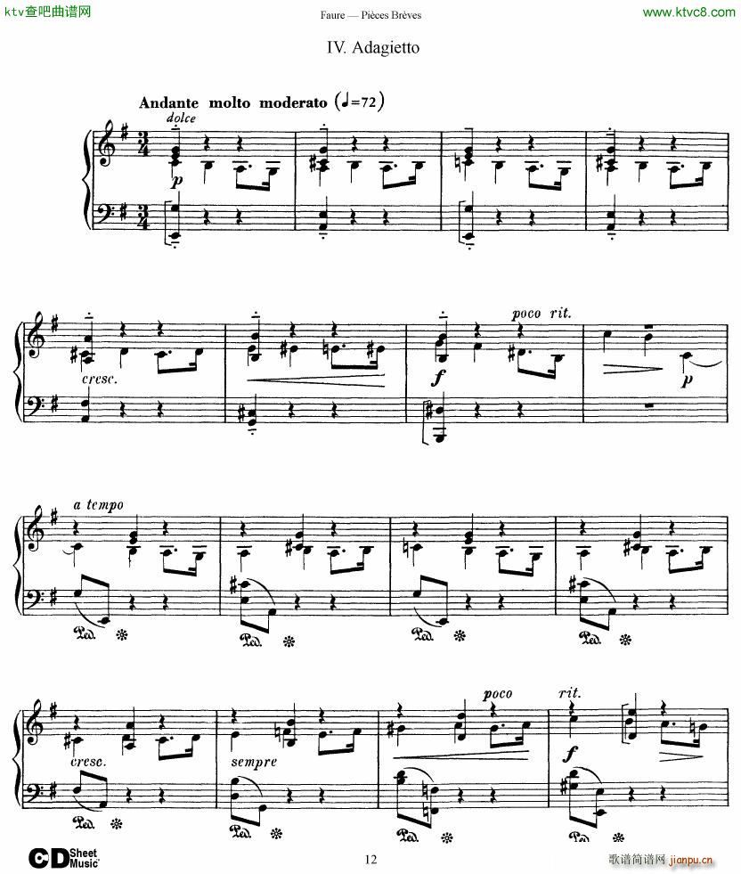 Faure 8 Pieces Breves Op 84(����V)12