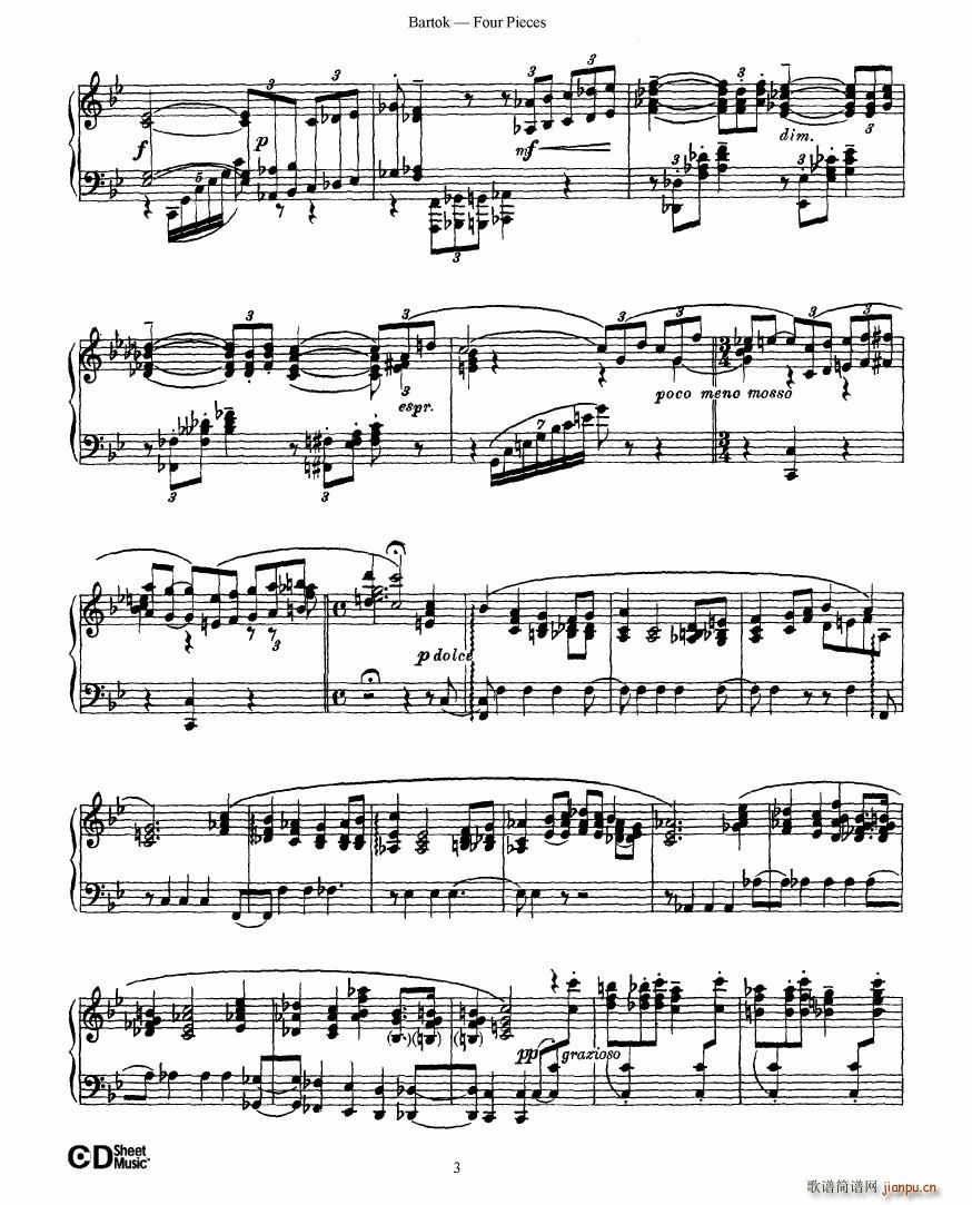 Bartok DD 71 Four Piano Pieces(����V)3