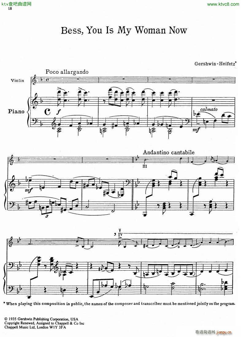 Gershwin Heifetz 4 Pieces from Porgy Bess(����V)15