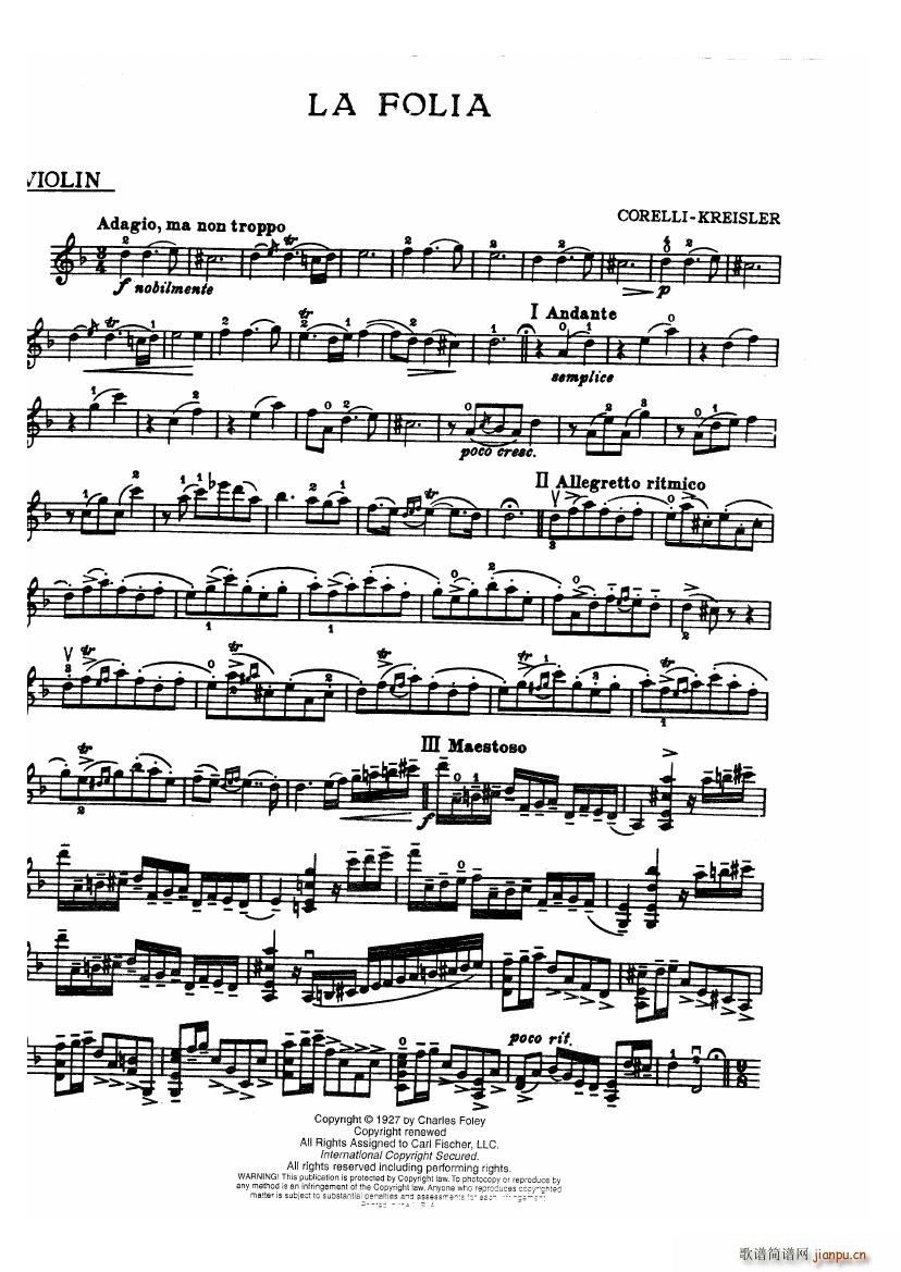 Corelli La folia for Violin(����V)1