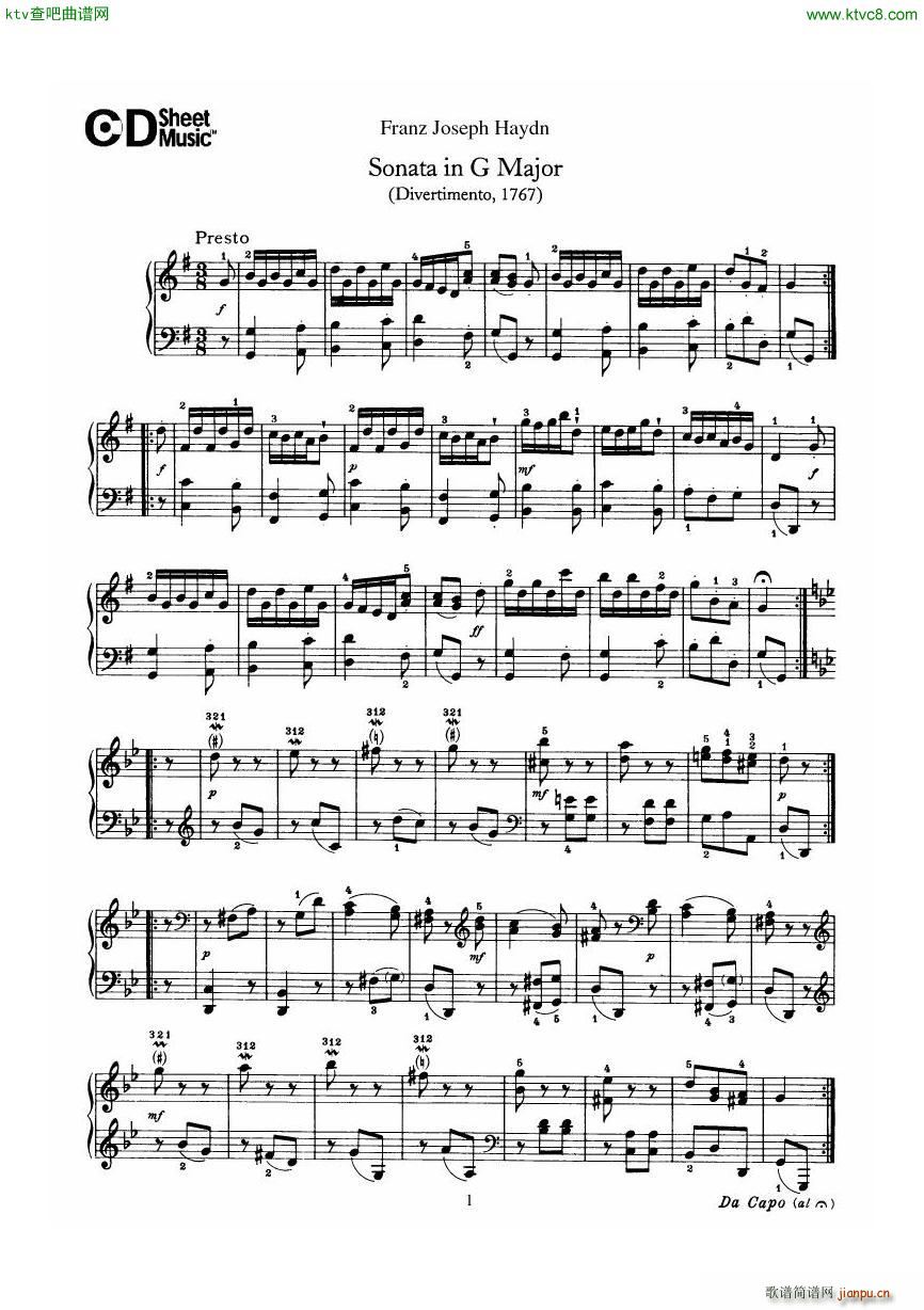 Haydn Joseph Sonata no 11 in G Major(����V)1