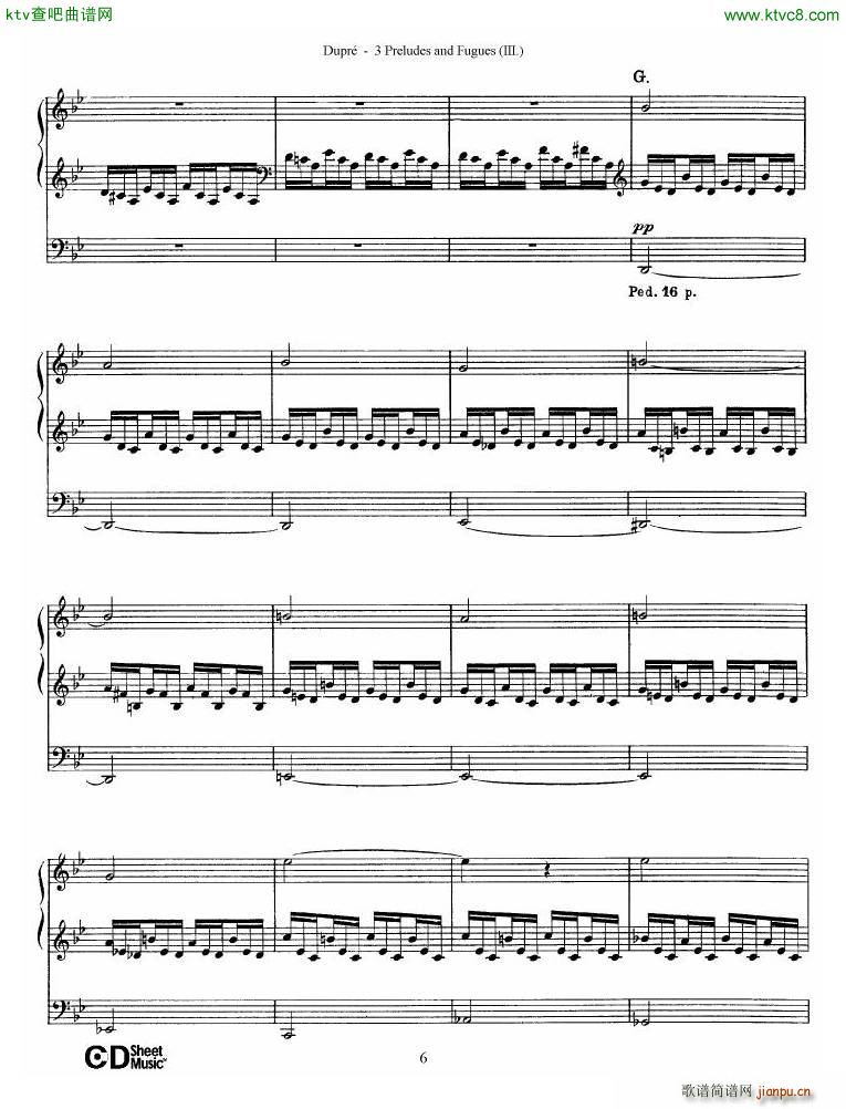 Dupr�� Prelude Fugue in G minor Op 7 No 3(����V)6
