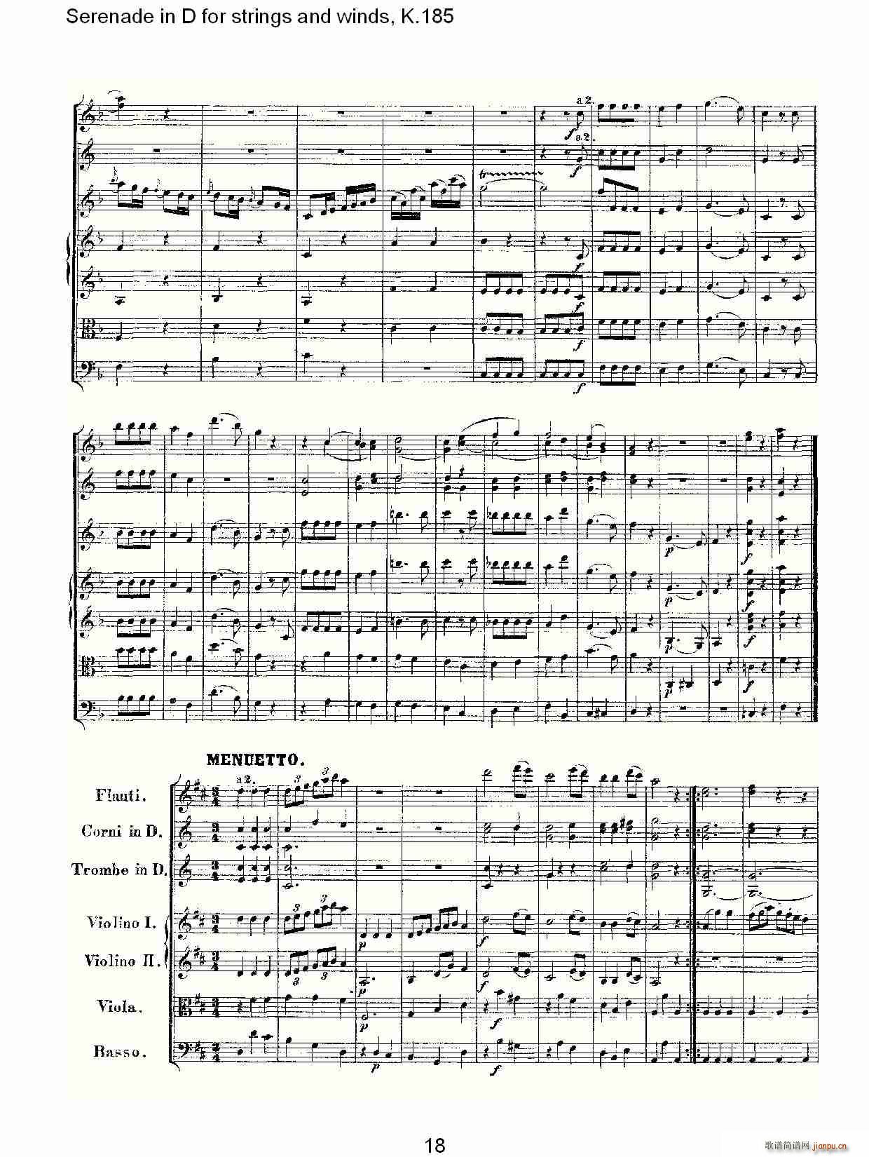 Serenade in D for strings and winds, K.185(ʮ�ּ�����)18