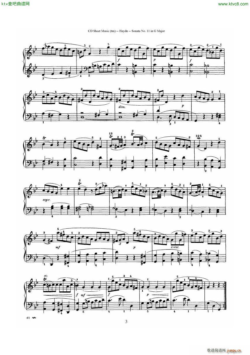 Haydn Joseph Sonata no 11 in G Major(����V)3