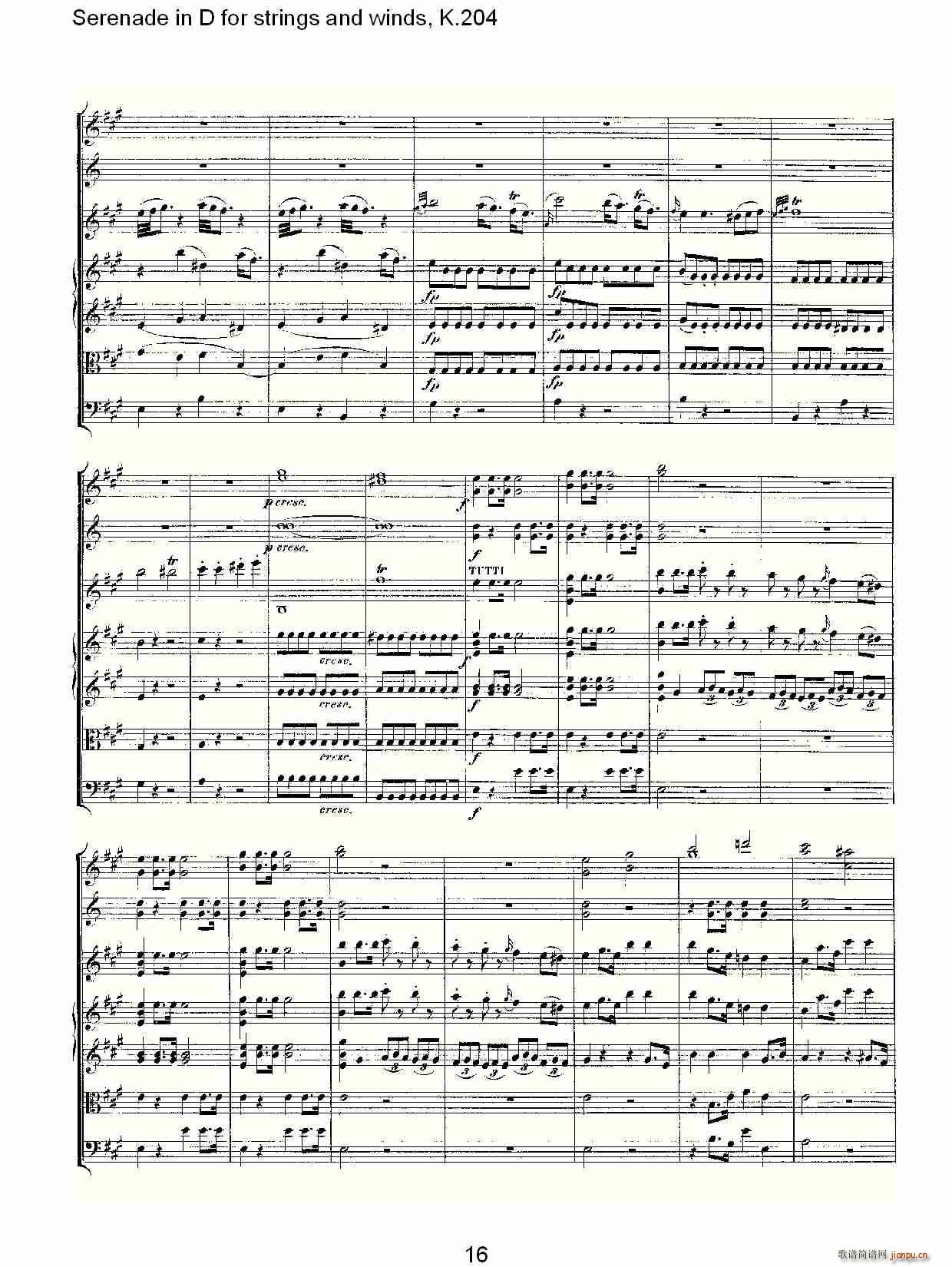 Serenade in D for strings and winds, K.204(ʮ�ּ�����)16