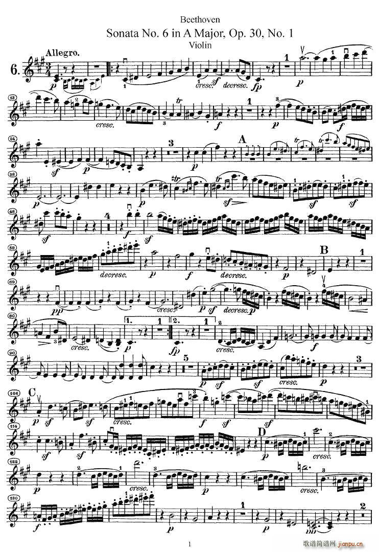 Sonata No.6 in A Major��Op.30��No.1(С�����V)1