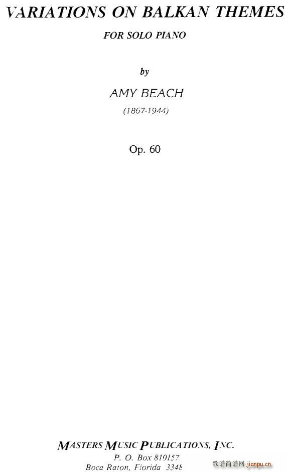 Beach Op 60 Variations on Balkan Themes(����V)1