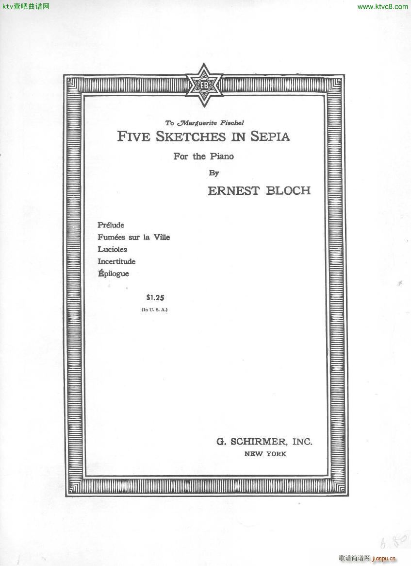 Bloch Five Sketches in Sepia(����V)1