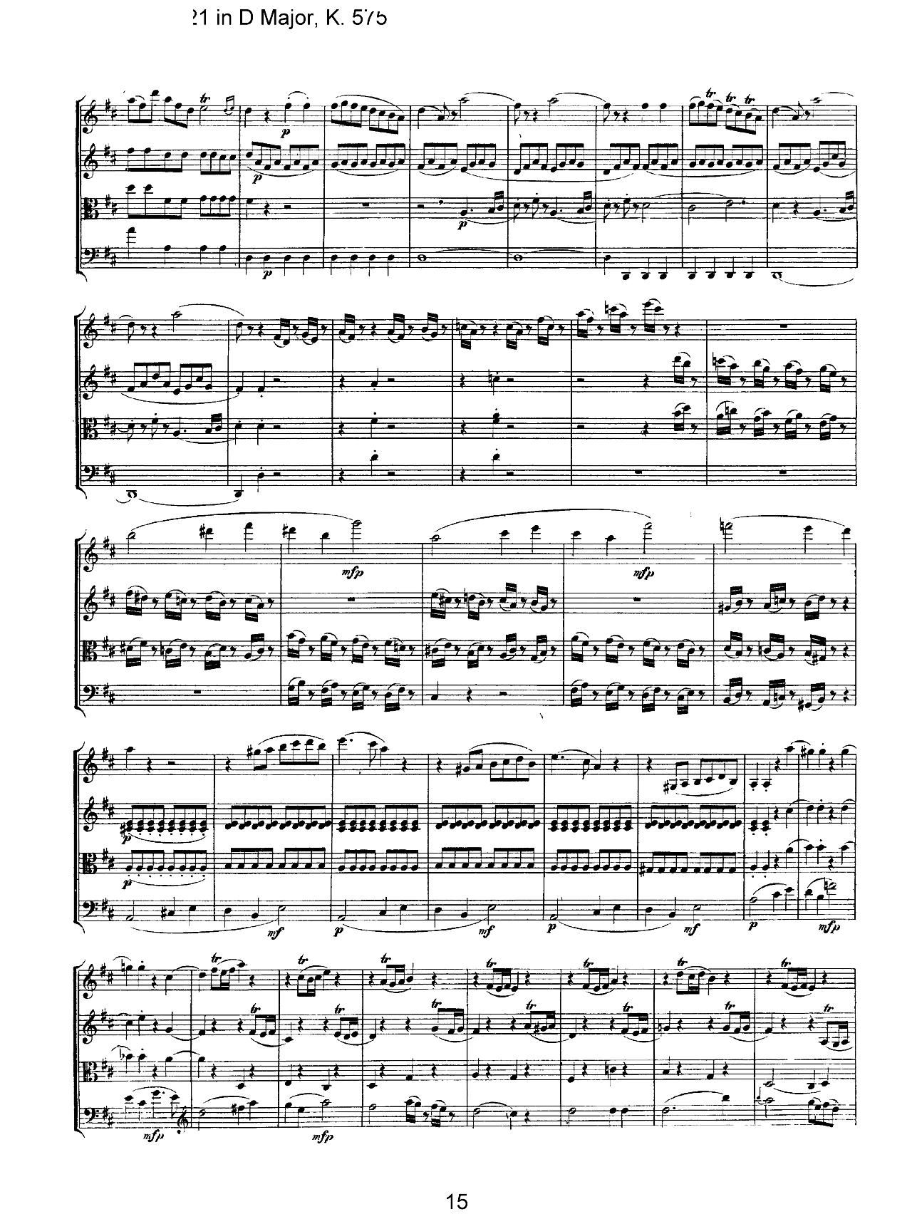 Mozart Quartet No 21 in D Major K 575(���V)15