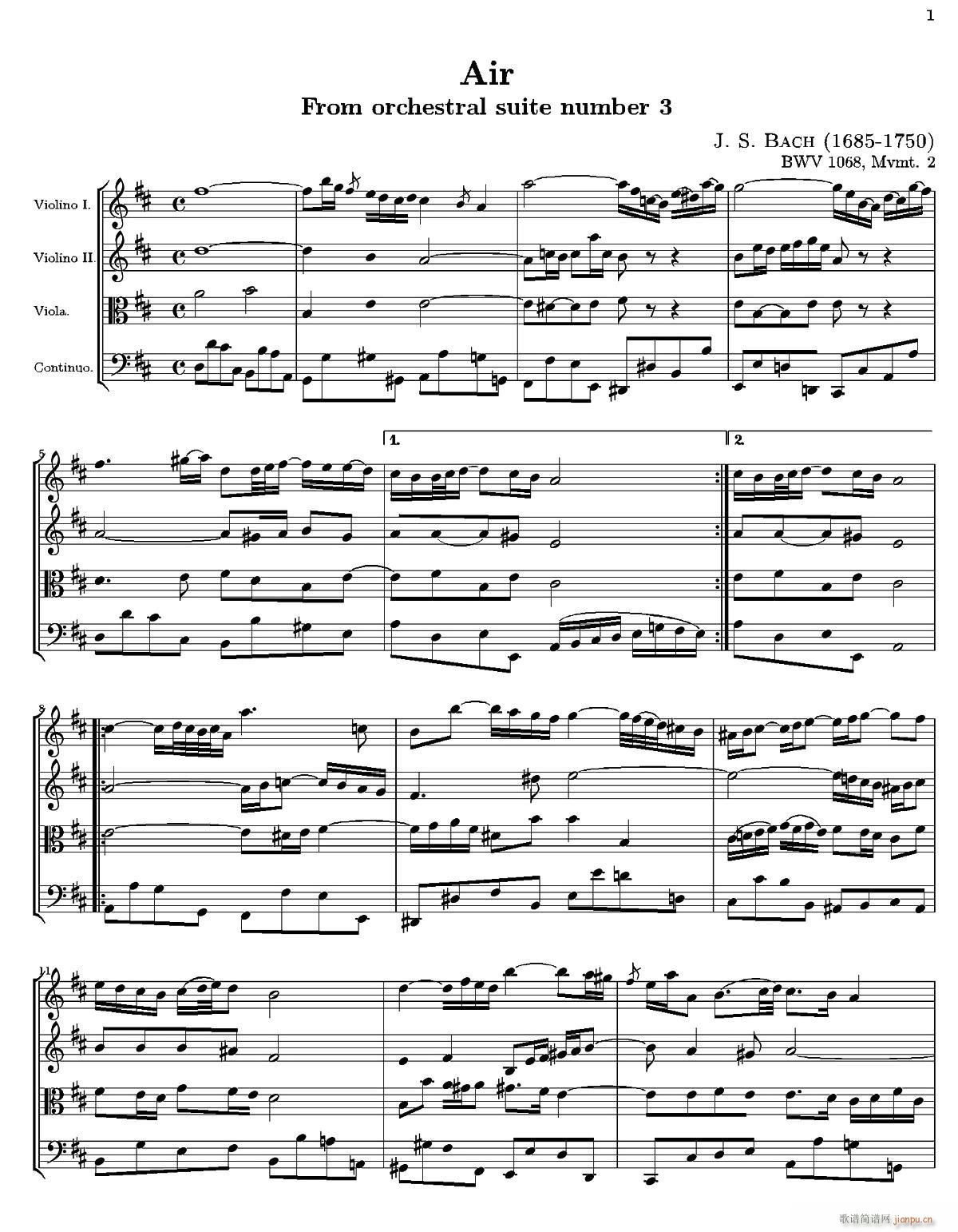 Air From orchestral suite number 3 BWV1068 �Ҙ�(l�� )������(���V)1