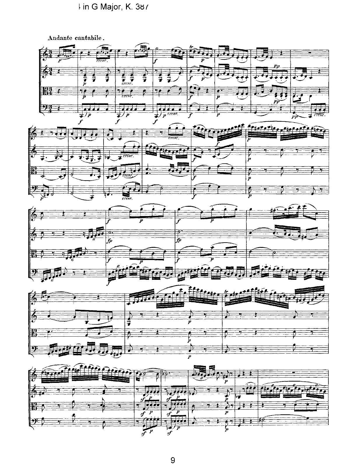 Mozart Quartet No 14 in G Major K 387(���V)9