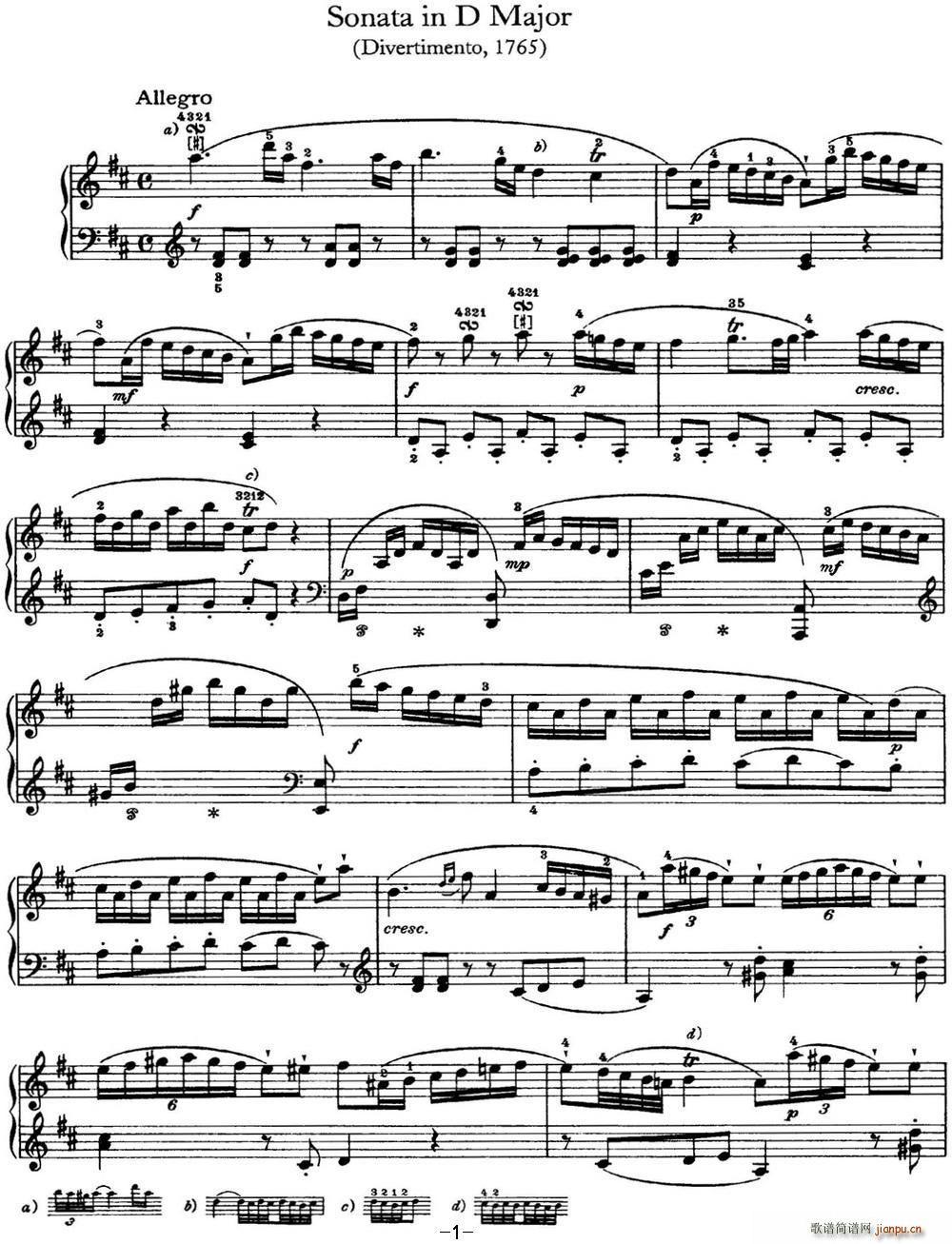 ���D ������Q�� Hob XVI 4 Divertimento D major(����V)1