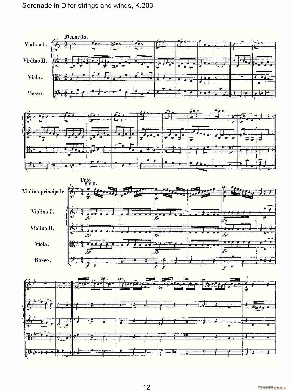 Serenade in D for strings and winds, K.203(ʮ�ּ�����)12