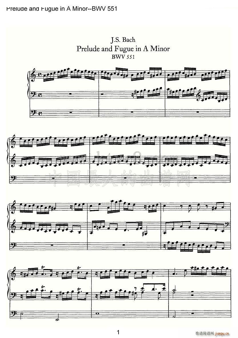 Prelude and Fugue in A Minor BWV 551 ���L(f��ng)���V(ʮ�ּ�����)1