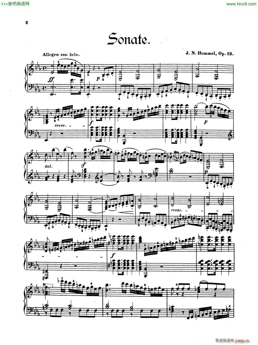 Hummel Sonata No 2 Op 13(����V)1