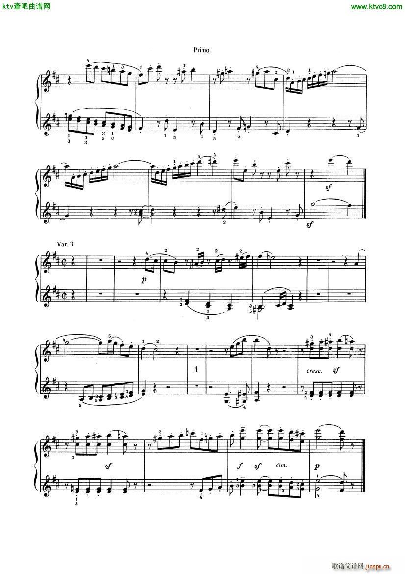 Beethoven op 74 Six Variations 4 hands(����V)6