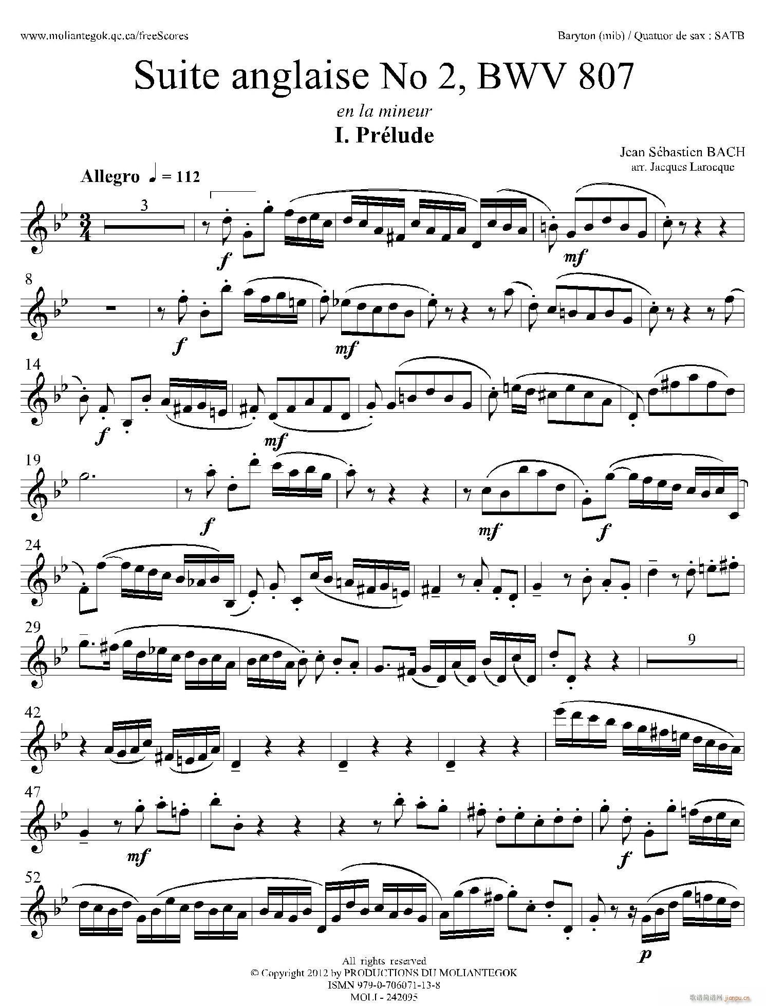 Suite anglaise No 2 BWV 807 �����M��֮�� ǰ���� �ϵ����_��˹(ʮ�ּ�����)1