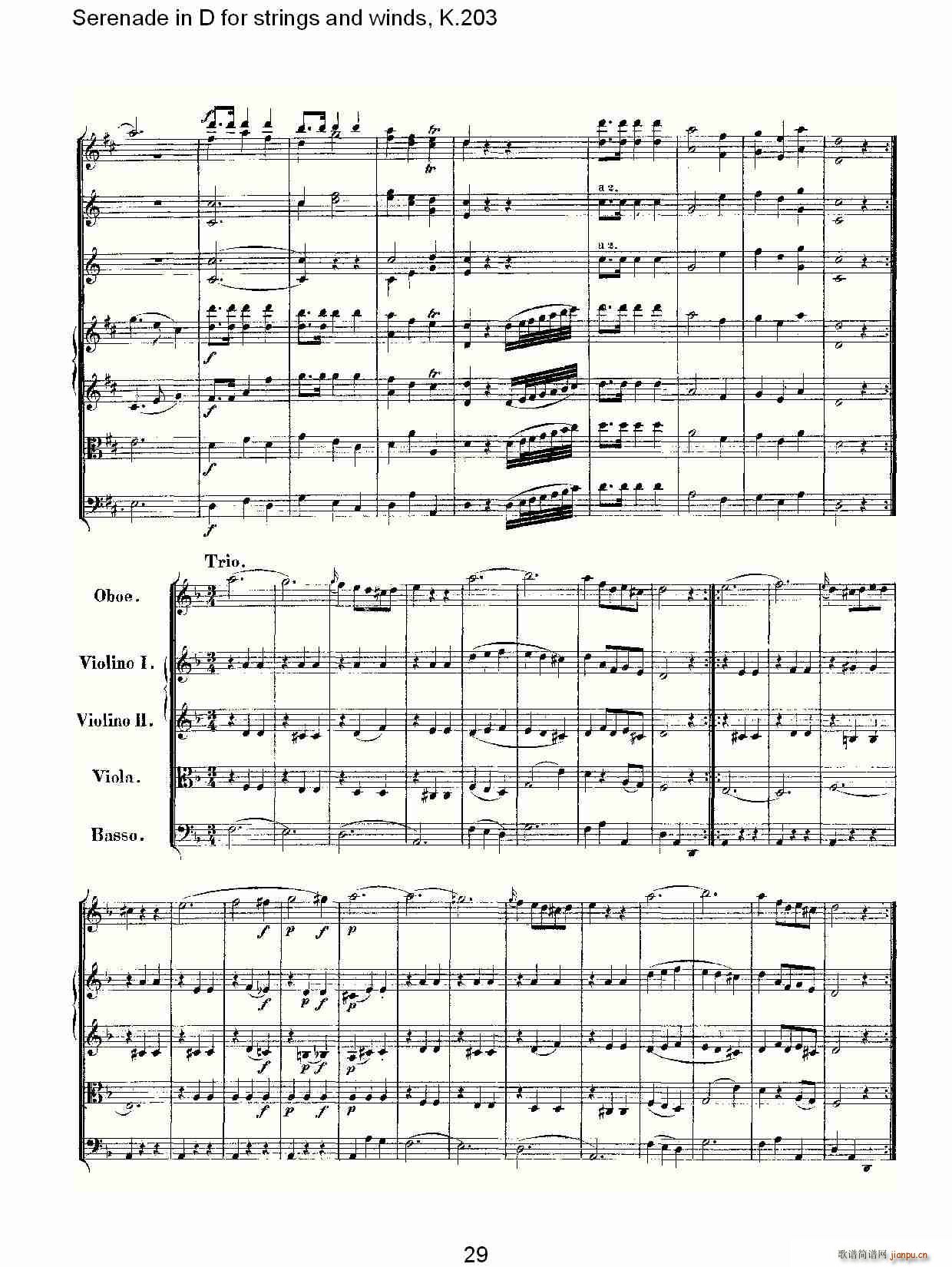 Serenade in D for strings and winds, K.203(ʮ�ּ�����)29