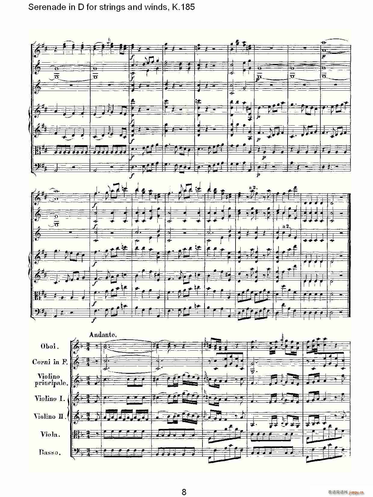 Serenade in D for strings and winds, K.185(ʮ�ּ�����)8