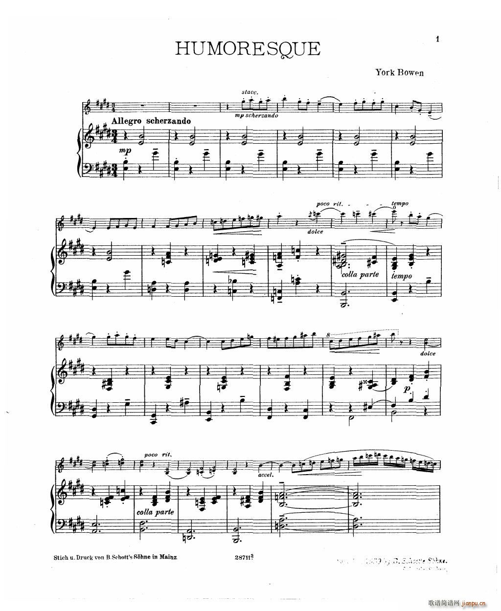 Bowen Humoresque for violin and piano(����V)3