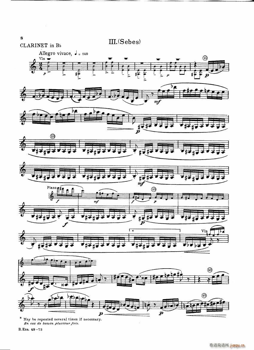 Bartok SZ 111 Contrasts clarinets A and Bb(����V)8