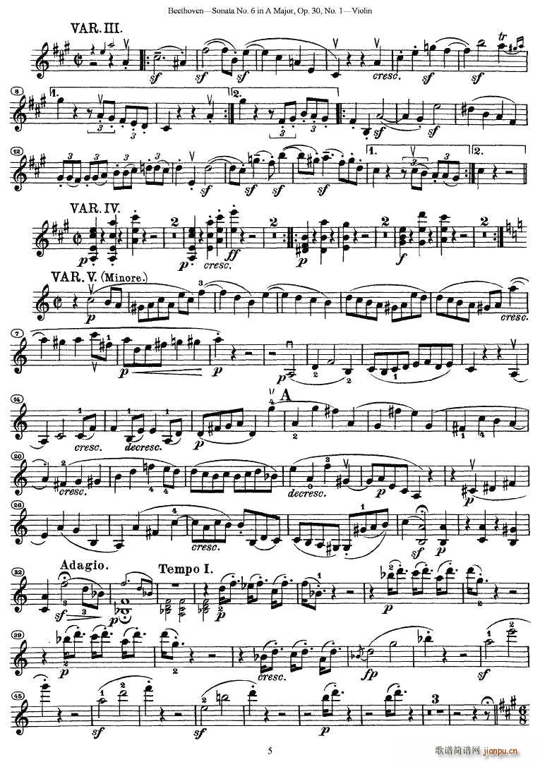 Sonata No.6 in A Major��Op.30��No.1(С�����V)5