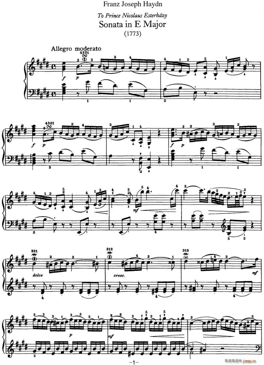���D ������Q�� Hob XVI 22 in E major(����V)1