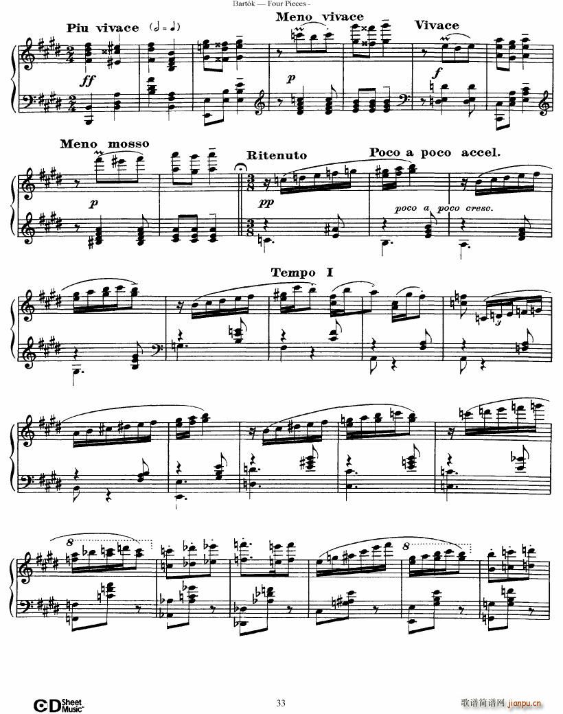 Bartok DD 71 Four Piano Pieces(����V)33