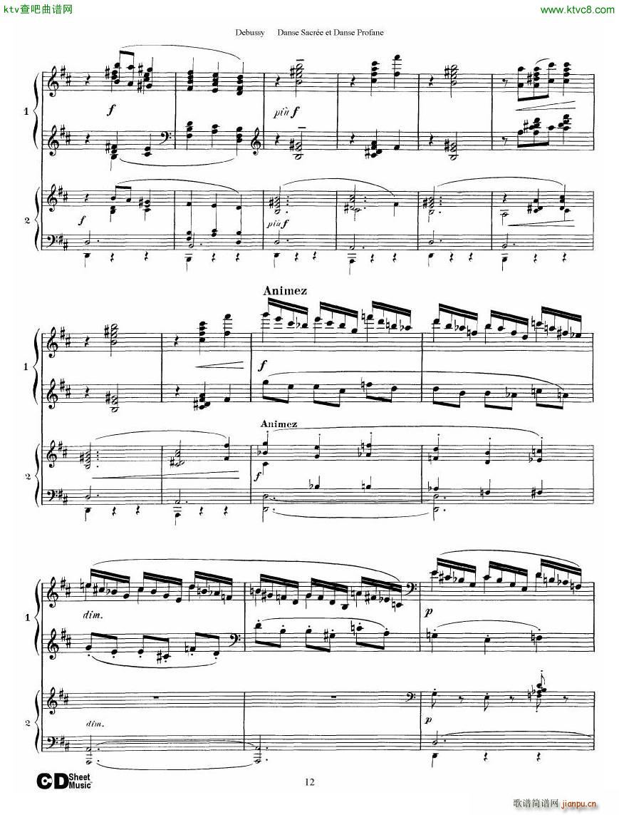 Debussy Danse Sacr��e et Danse Profane 2 Piano s(����V)12