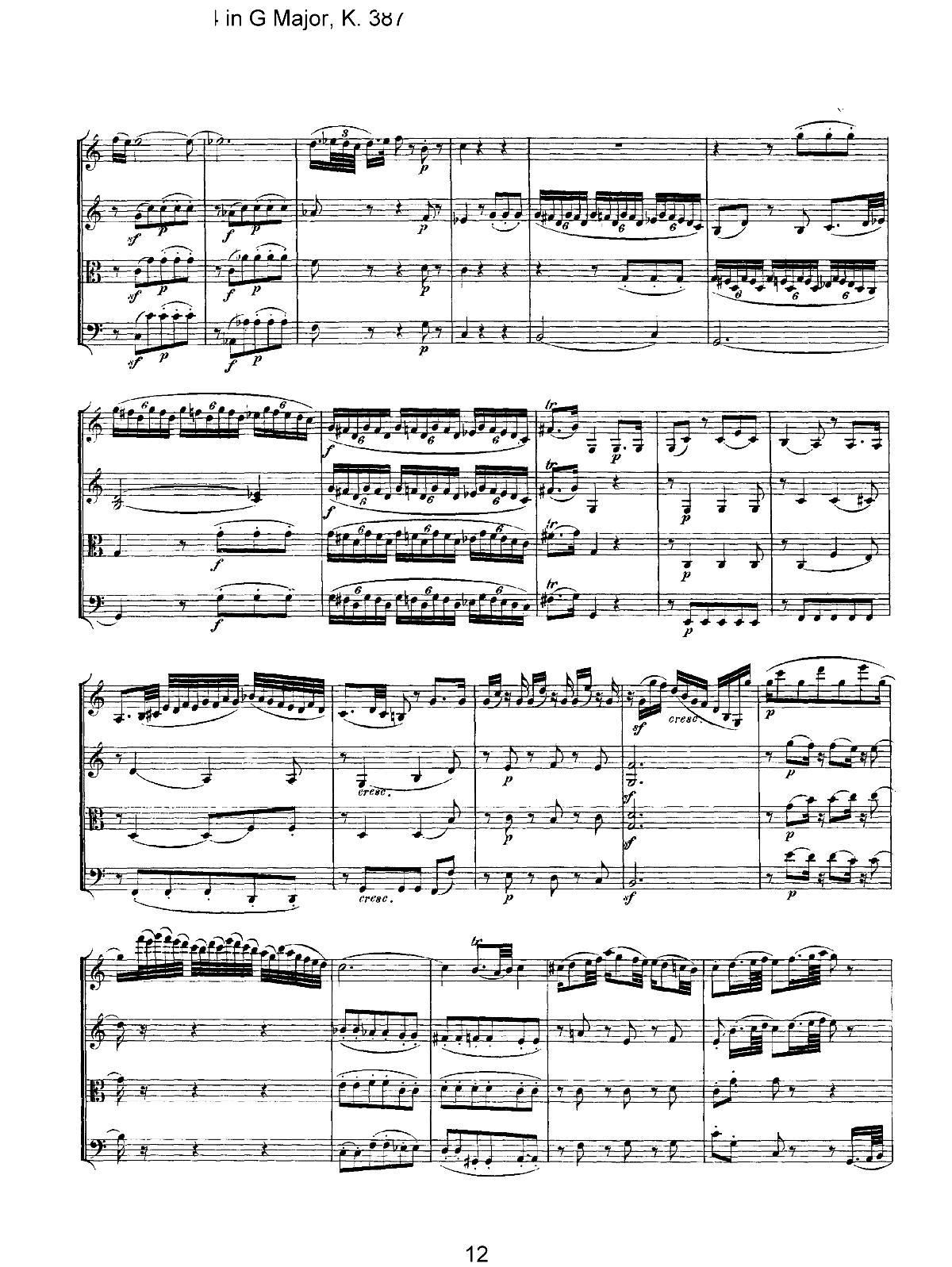 Mozart Quartet No 14 in G Major K 387(���V)12