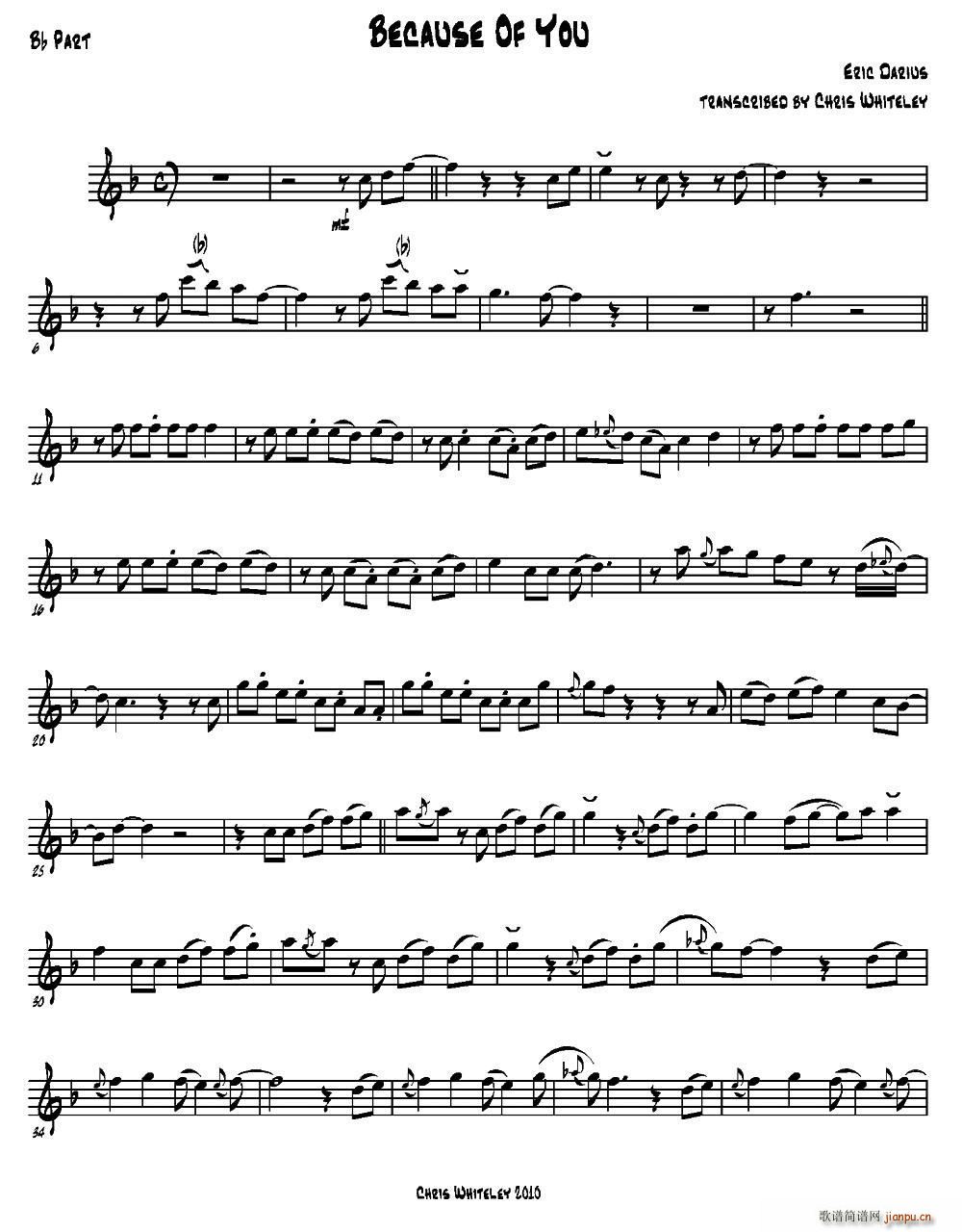 Because Of You Bb FLAT(ʮ�ּ�����)1