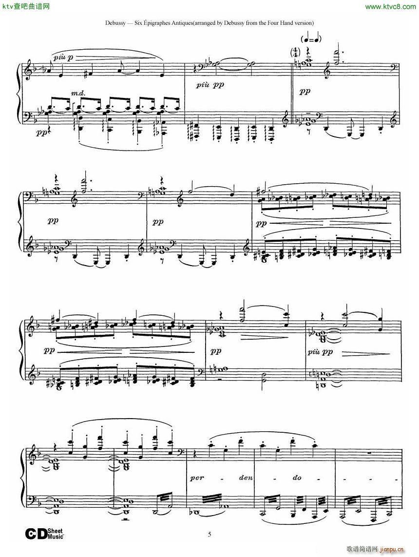 Debussy Sex ��pigraphes Antique 1 Piano(����V)5