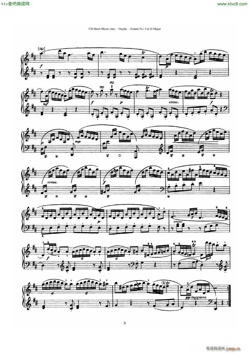 Haydn Joseph Sonata no 4 in D Major(����V)3