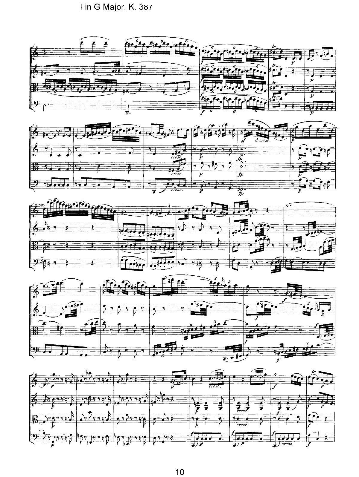 Mozart Quartet No 14 in G Major K 387(���V)10