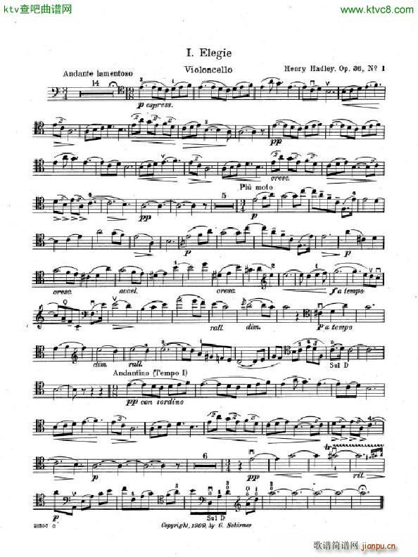 Hadley El��gie Op 36 Cello Piano(����V)7