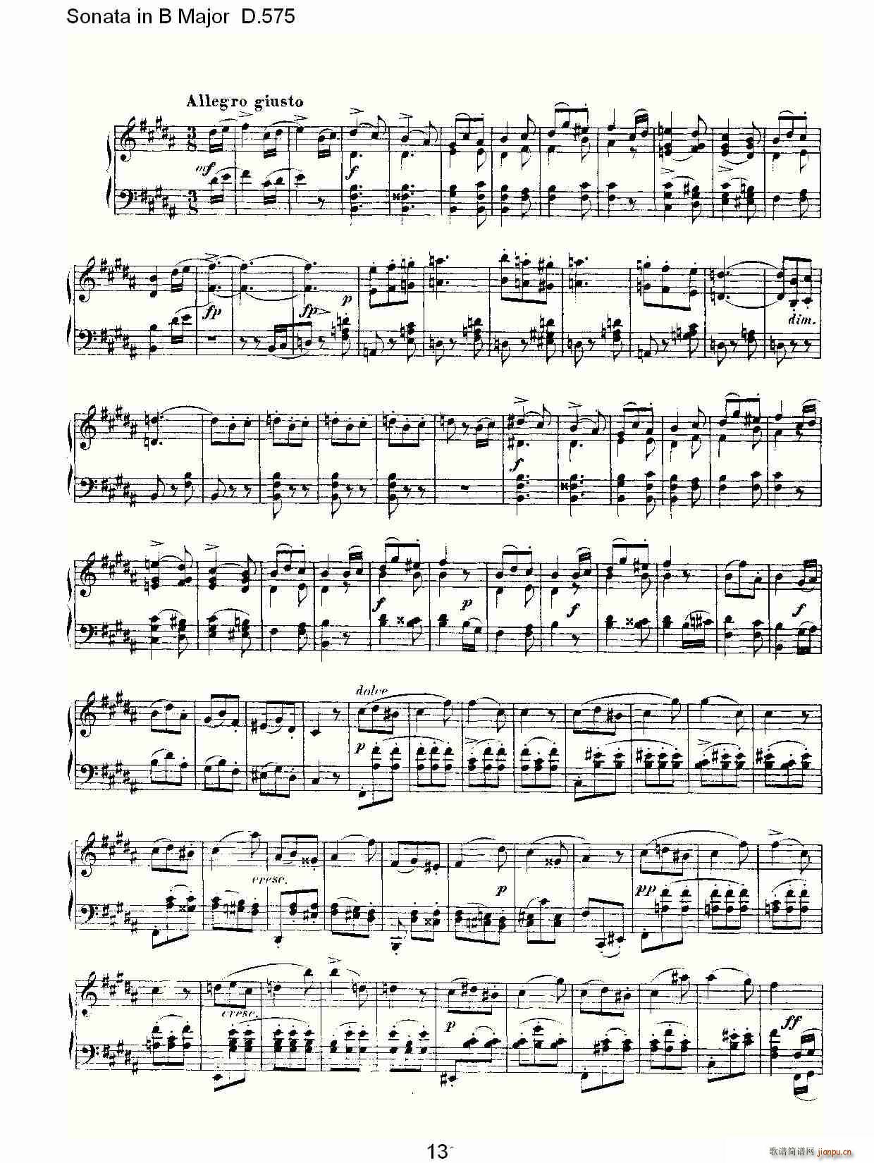 Sonata in B Major D.575(ʮ�ּ�����)13