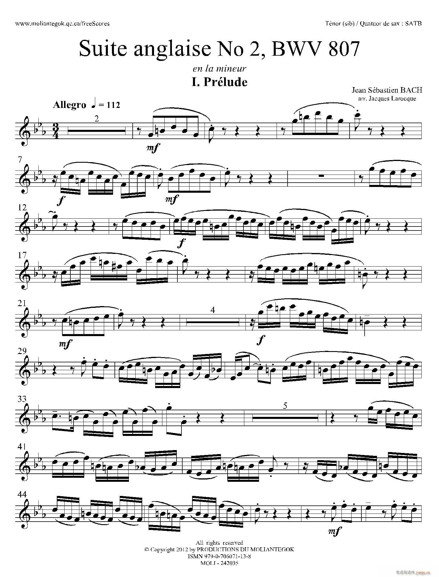 Suite anglaise No 2 BWV 807 �����M��֮�� ǰ���� �������_��˹(ʮ�ּ�����)1