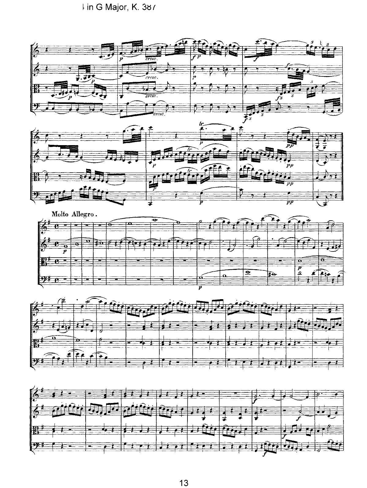 Mozart Quartet No 14 in G Major K 387(���V)13