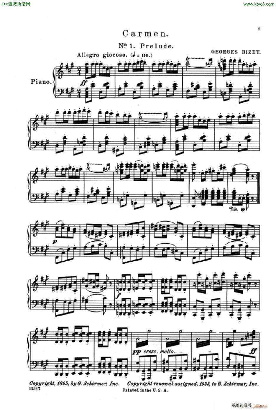 Bizet Carmen Overture from vocal score(����V)1