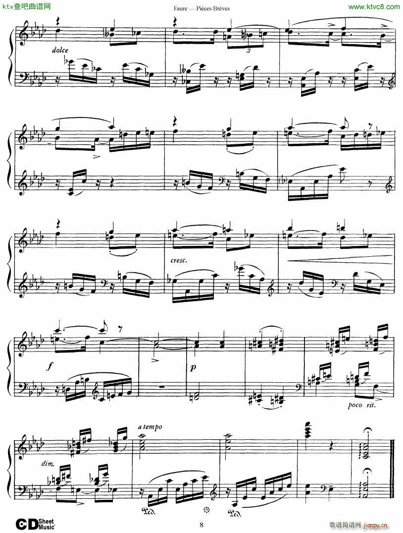 Faure 8 Pieces Breves Op 84(����V)8