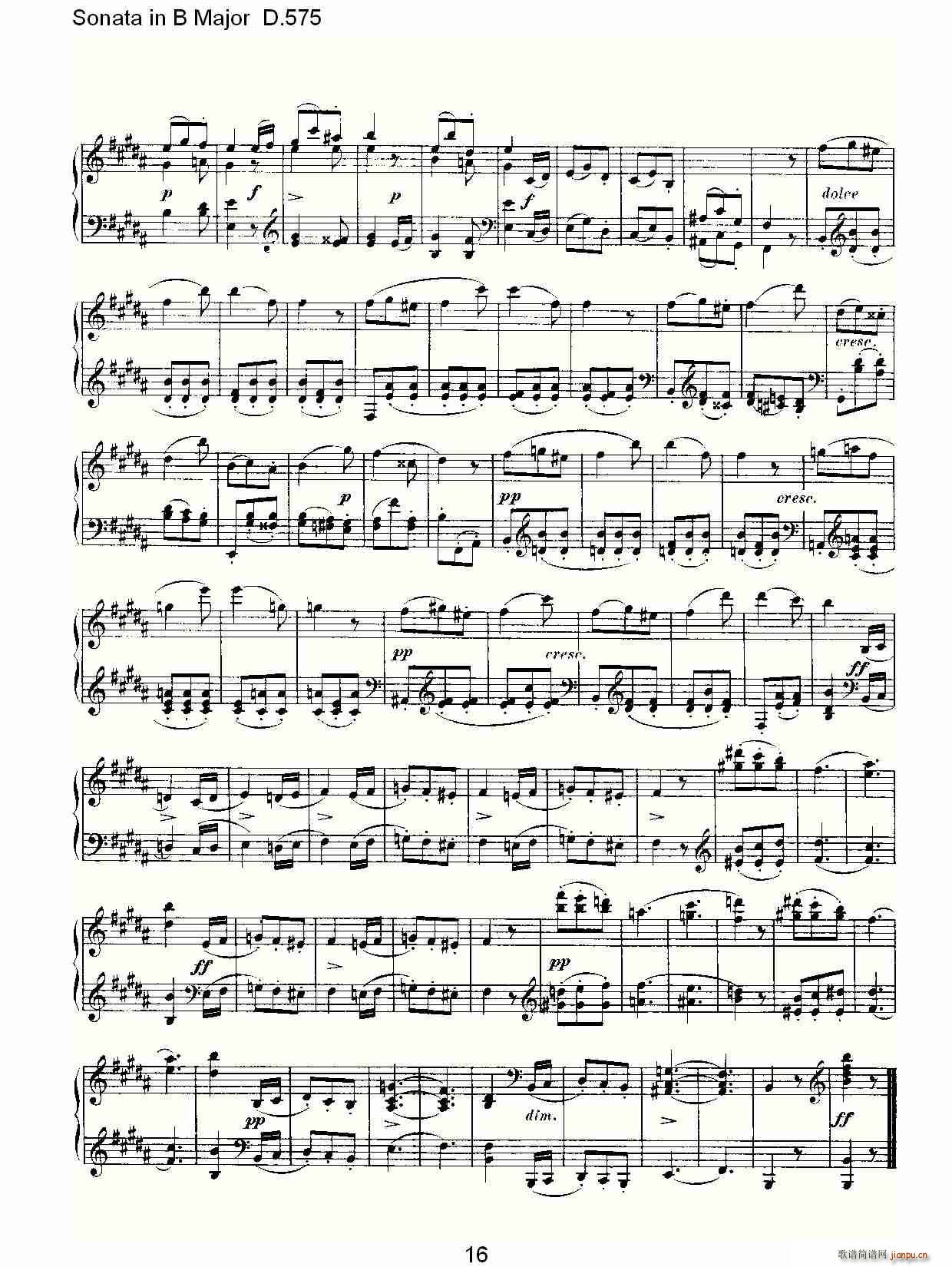 Sonata in B Major D.575(ʮ�ּ�����)16