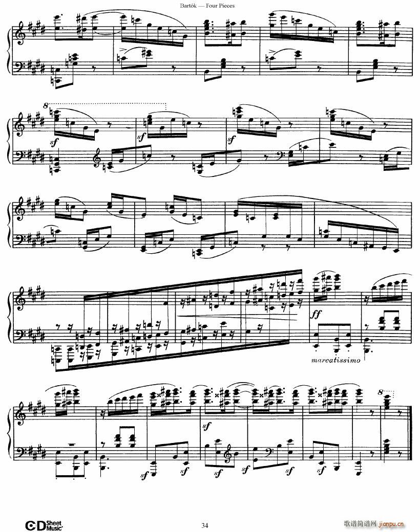 Bartok DD 71 Four Piano Pieces(����V)34