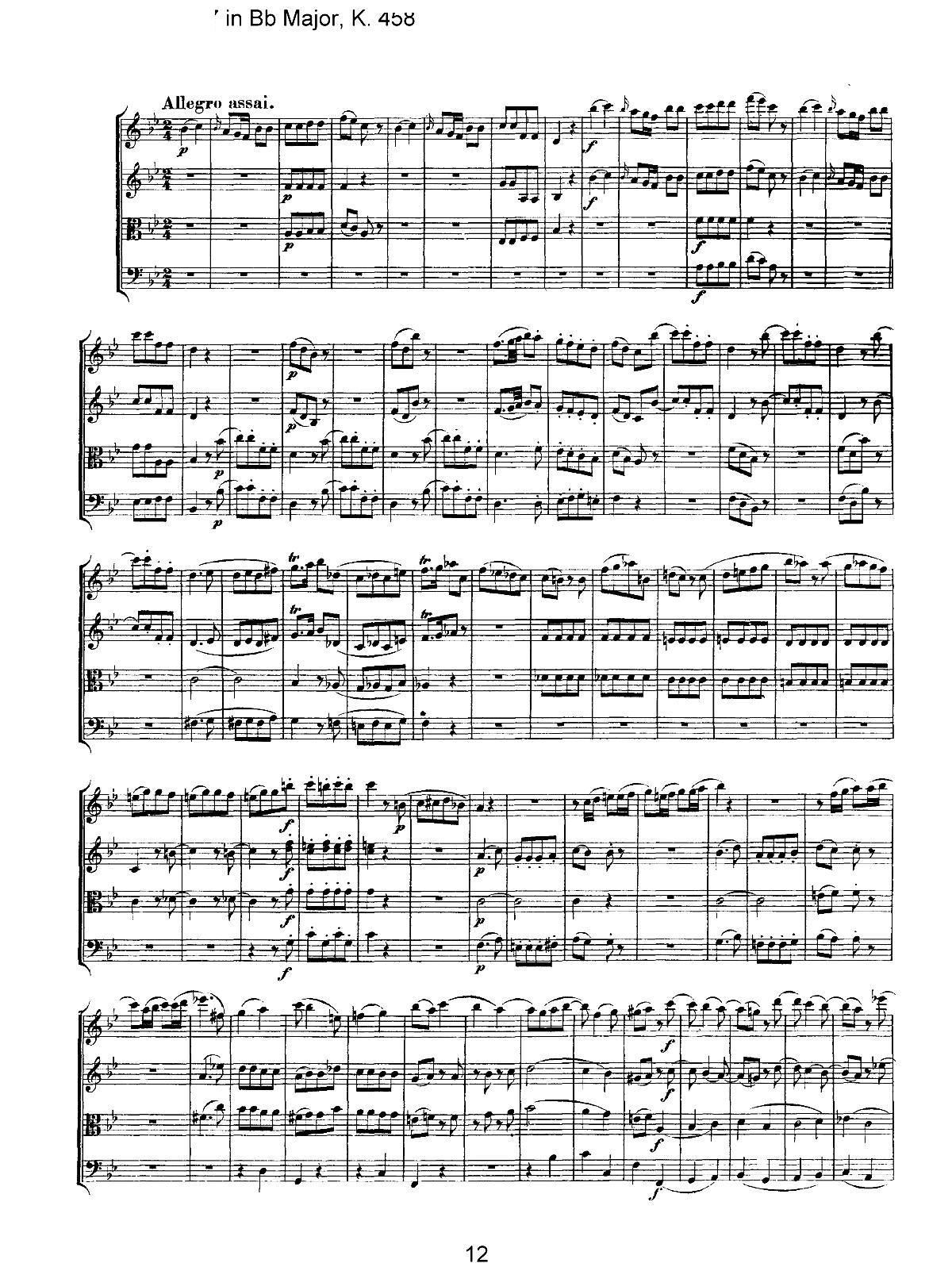 Mozart Quartet No 17 in Bb Major K 458(���V)12