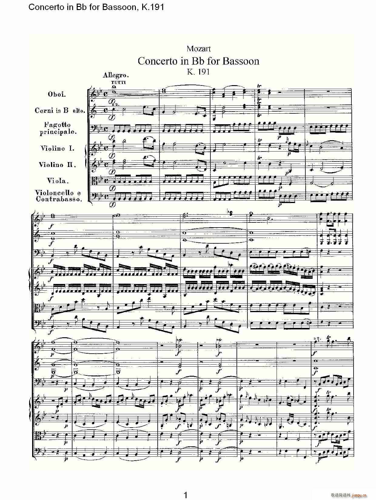 Concerto in Bb for Bassoon, K.191(ʮ�ּ�����)1