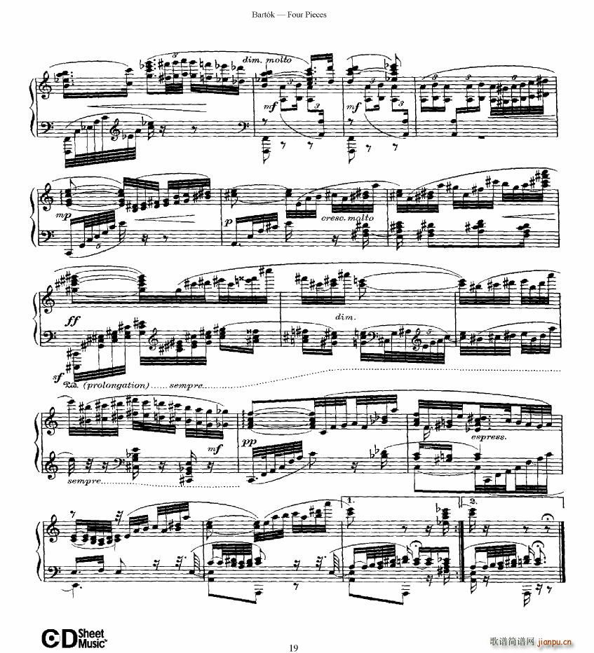 Bartok DD 71 Four Piano Pieces(����V)19