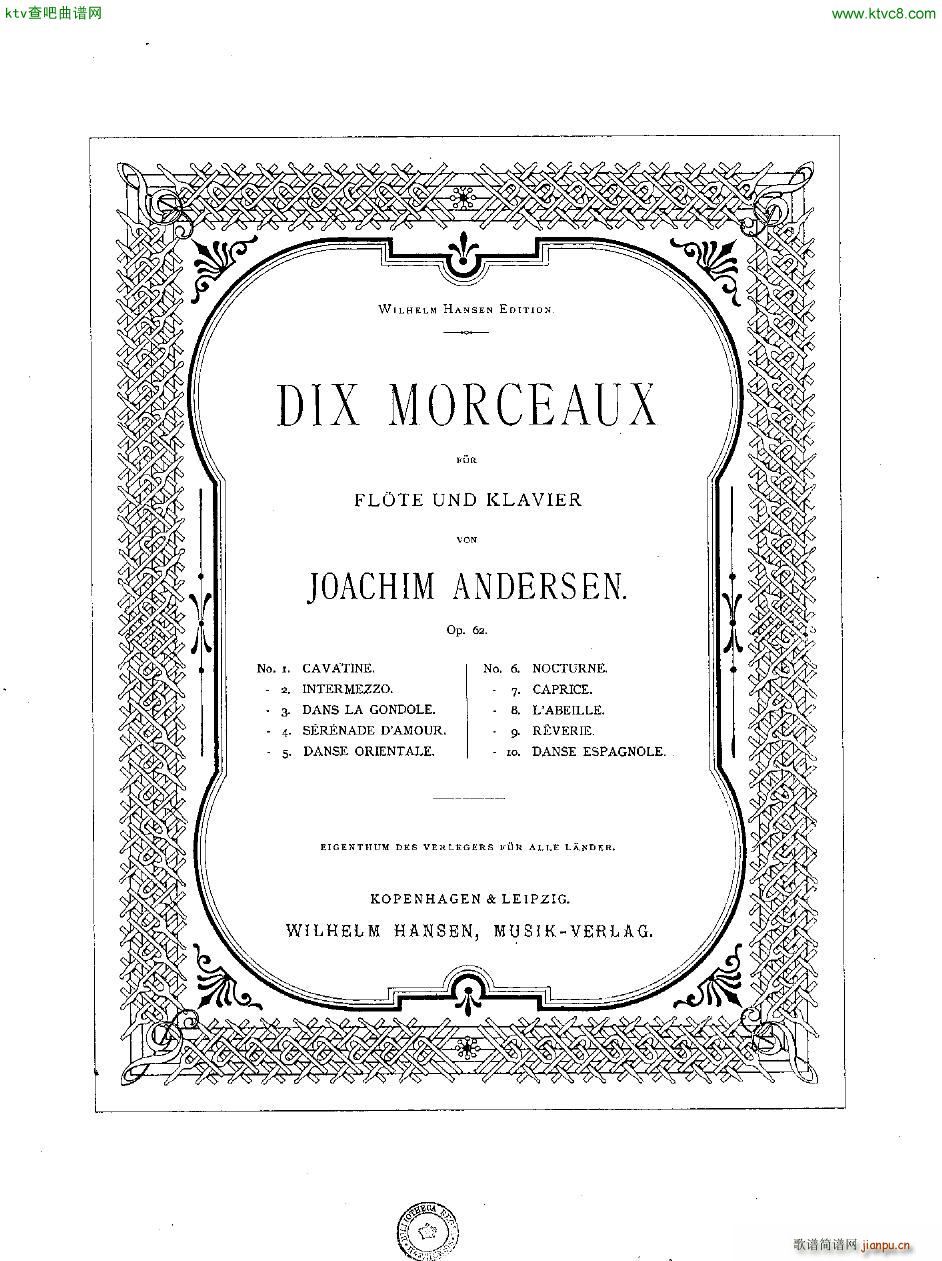 Andersen op 62 Dix Morceaux fl pno(����V)24