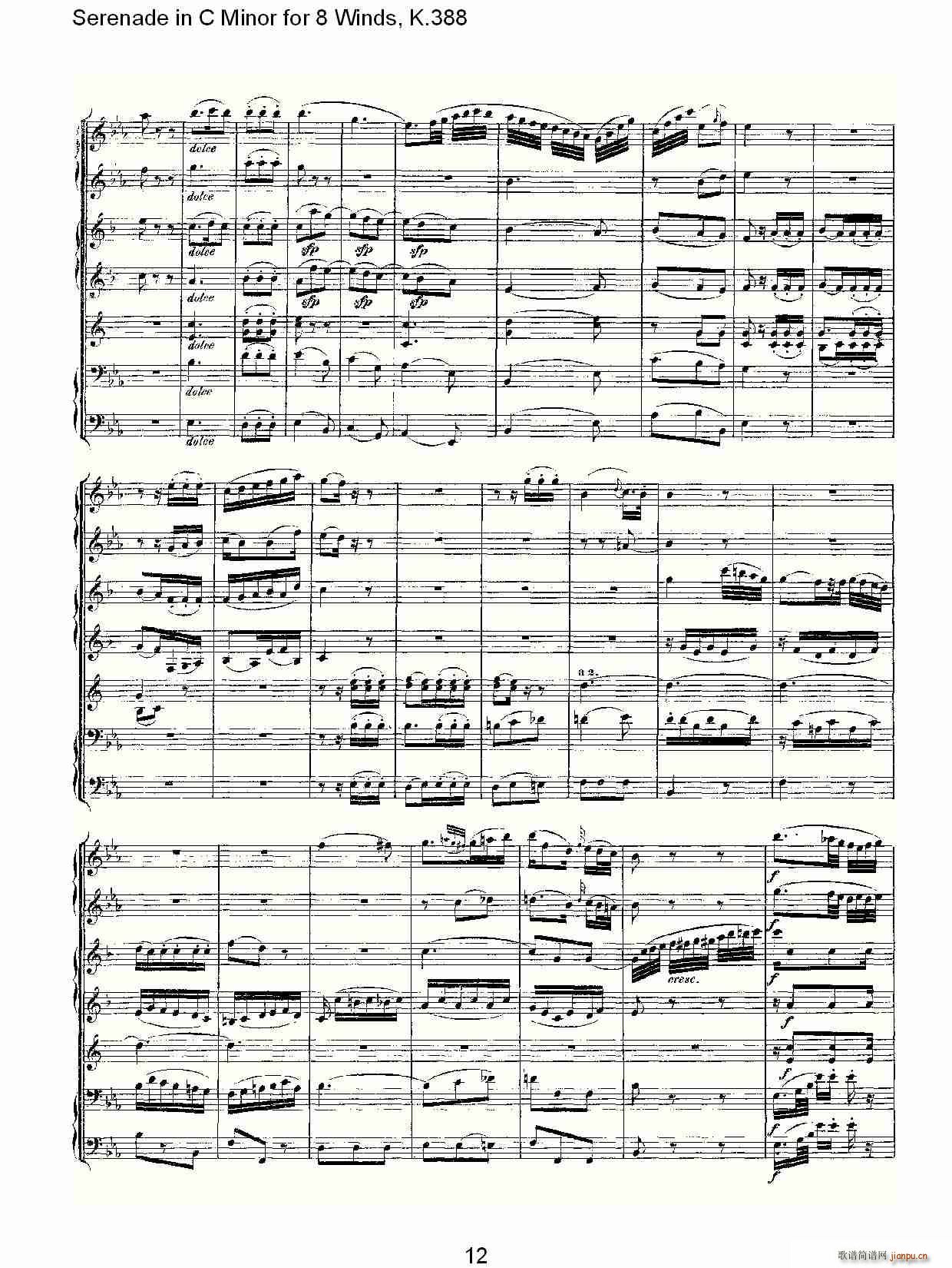Serenade in C Minor for 8 Winds, K.388(ʮ�ּ�����)12