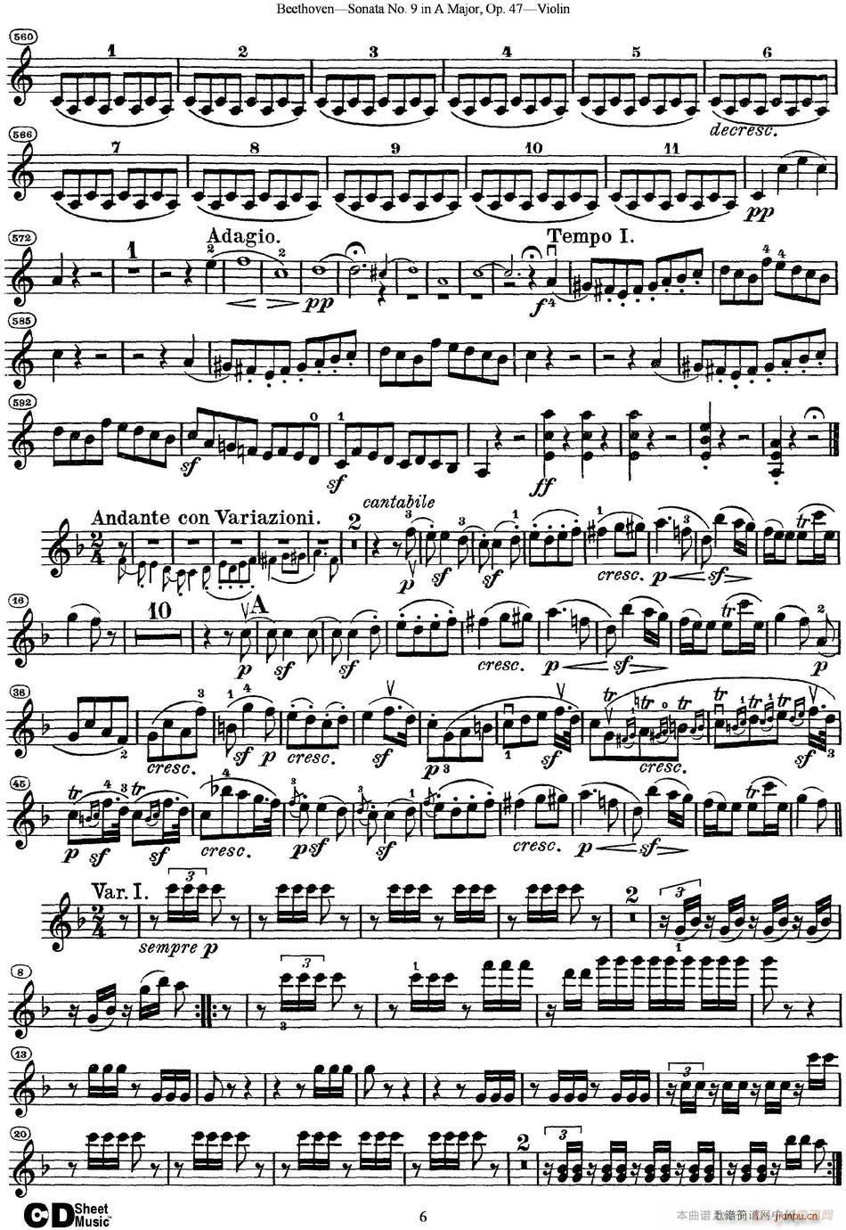Violin Sonata No 9 in A Major Op 47(С�����V)6