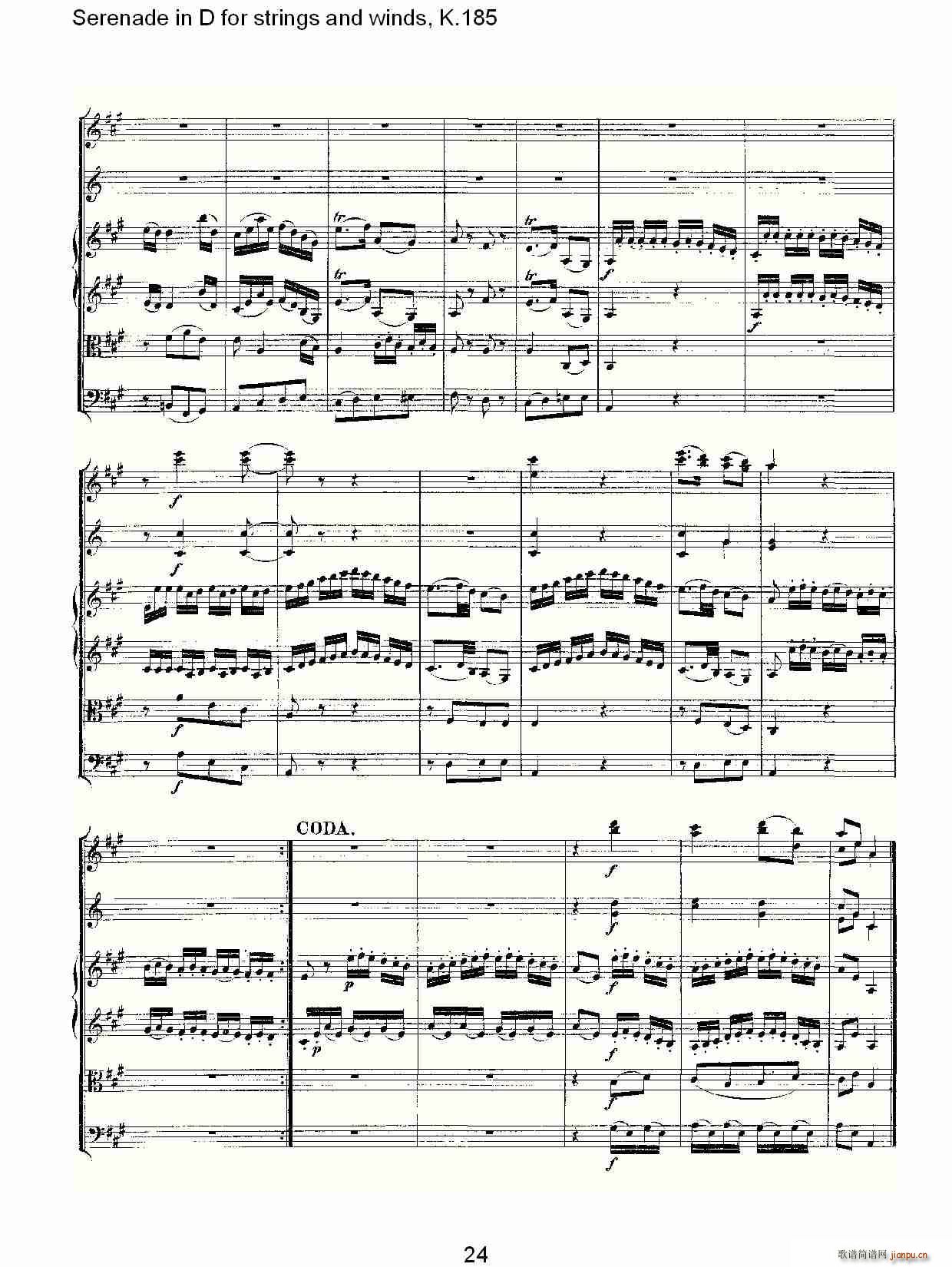 Serenade in D for strings and winds, K.185(ʮ�ּ�����)24