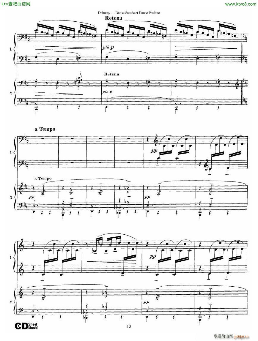Debussy Danse Sacr��e et Danse Profane 2 Piano s(����V)13